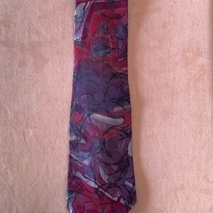 Abstract Marbled 100% Silk Tie in Purple and Red by Mario Ferrari